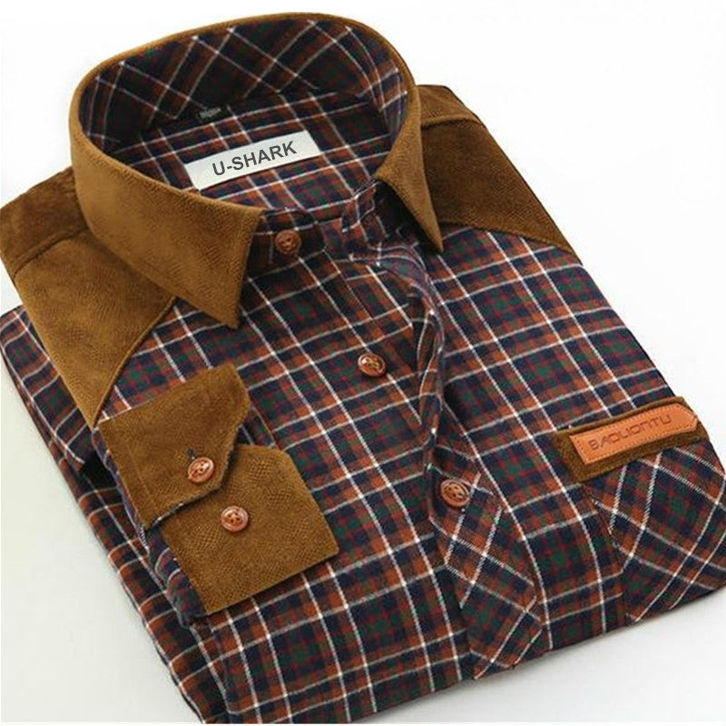 Mens Brown Checked Shirt sleeves