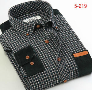Mens Brown Checked Shirt sleeves