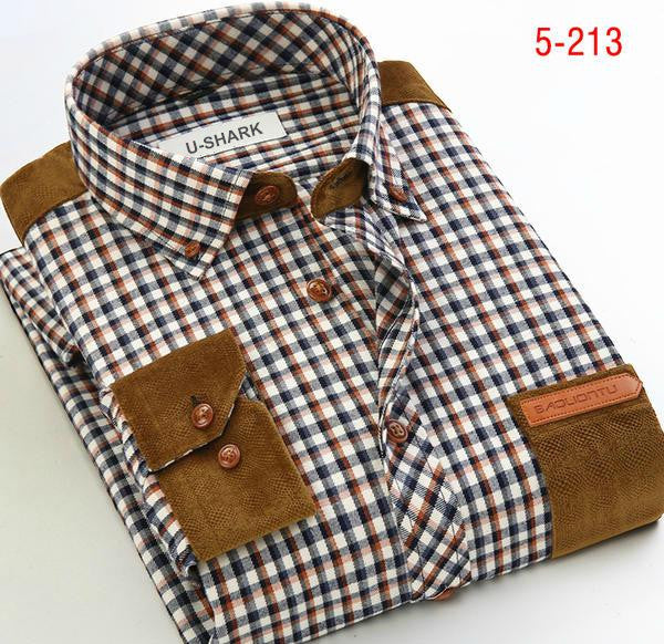 Mens Brown Checked Shirt sleeves