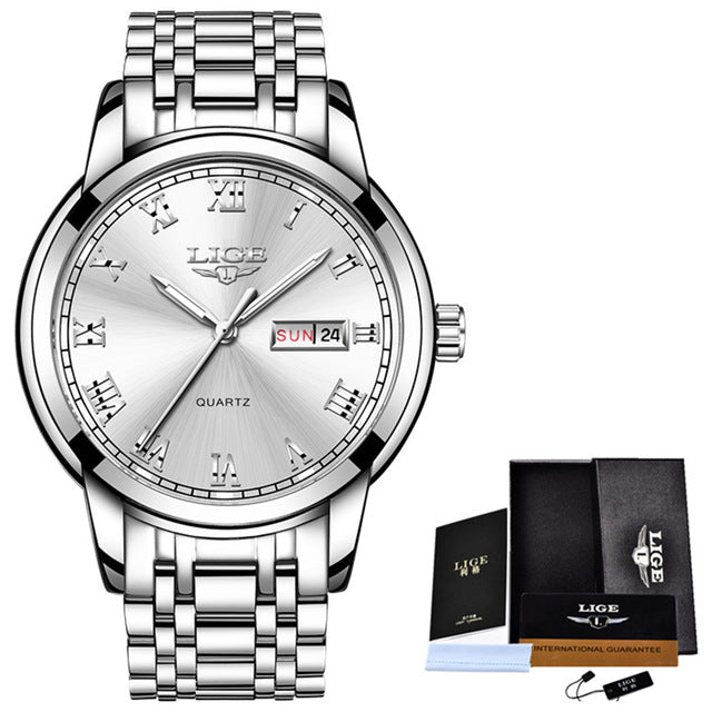 Men Fashion Sports Quartz Full Steel Gold Business Mens Watches