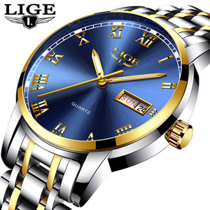 Men Fashion Sports Quartz Full Steel Gold Business Mens Watches