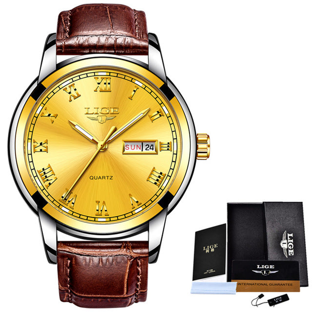 Men Fashion Sports Quartz Full Steel Gold Business Mens Watches