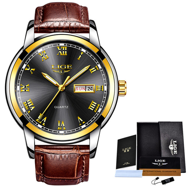Men Fashion Sports Quartz Full Steel Gold Business Mens Watches