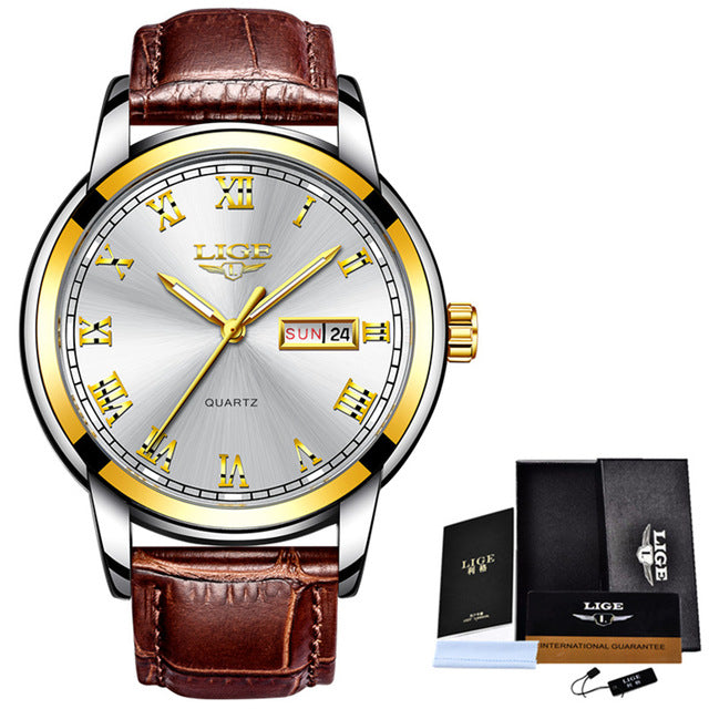 Men Fashion Sports Quartz Full Steel Gold Business Mens Watches
