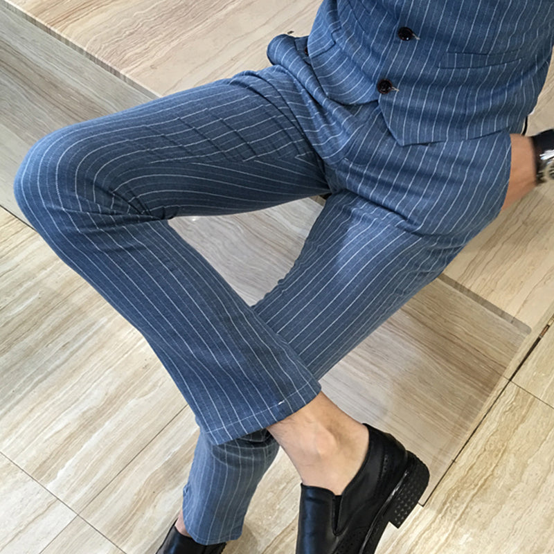 Man Stripe Business Casual Pants Trousers Male