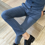 Man Stripe Business Casual Pants Trousers Male