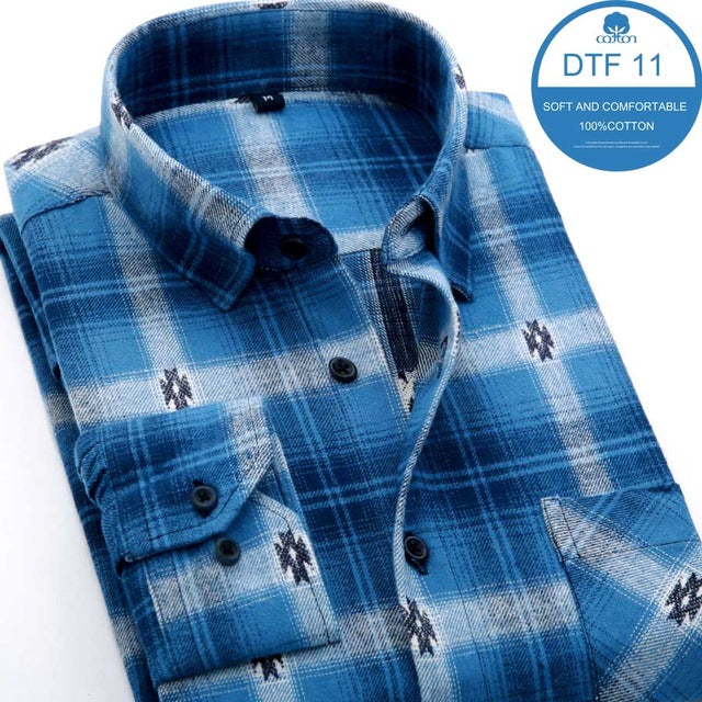 Mens Blue Green Checked Shirt sleeves