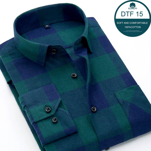 Mens Blue Green Checked Shirt sleeves