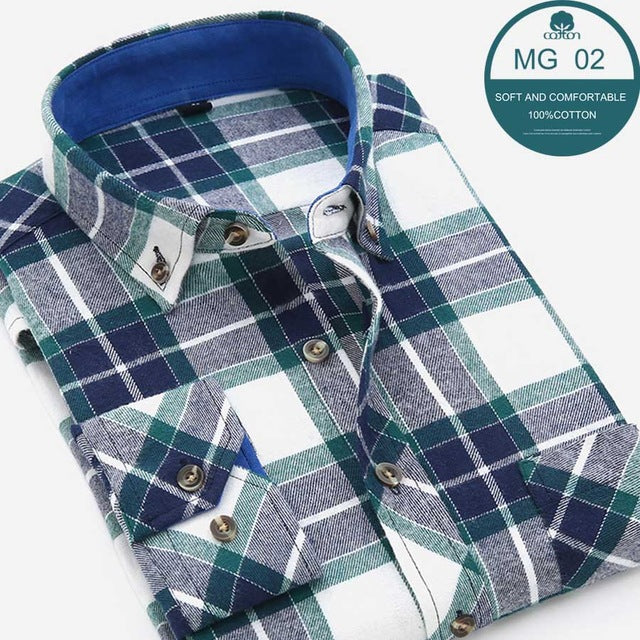 Mens Blue Green Checked Shirt sleeves
