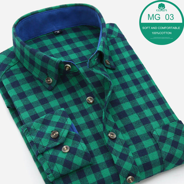 Mens Blue Green Checked Shirt sleeves