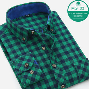 Mens Blue Green Checked Shirt sleeves
