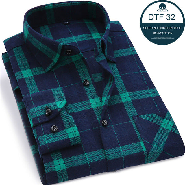 Mens Blue Green Checked Shirt sleeves