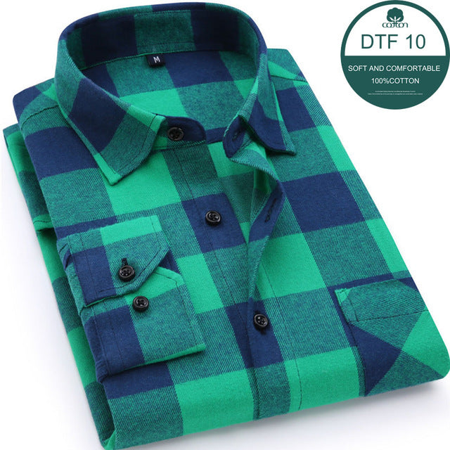 Mens Blue Green Checked Shirt sleeves