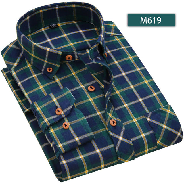 Mens Blue Green Checked Shirt sleeves